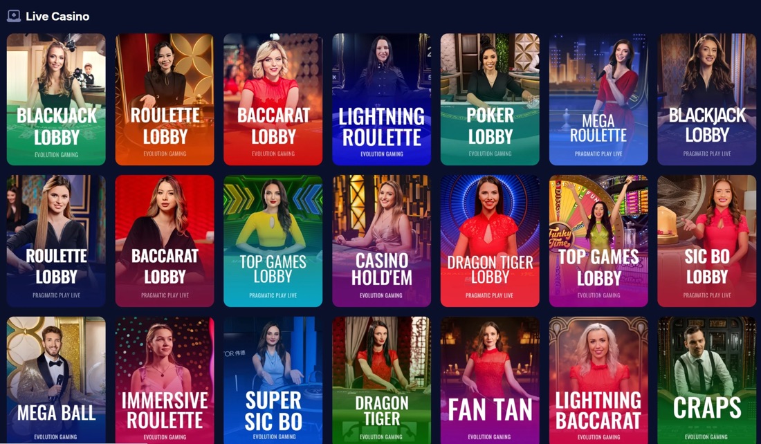 Duel7.com live casino tables