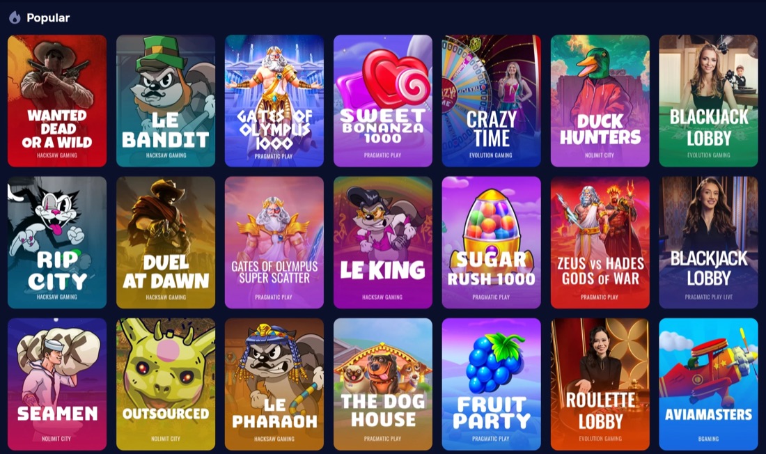 Duel7.com slot game selection